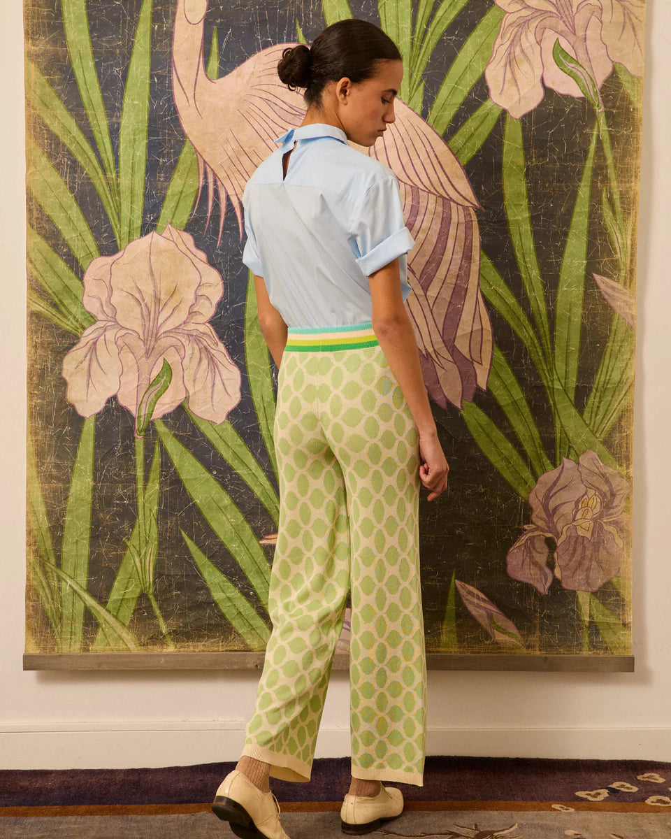 Pantalón estampado de intarsia verde