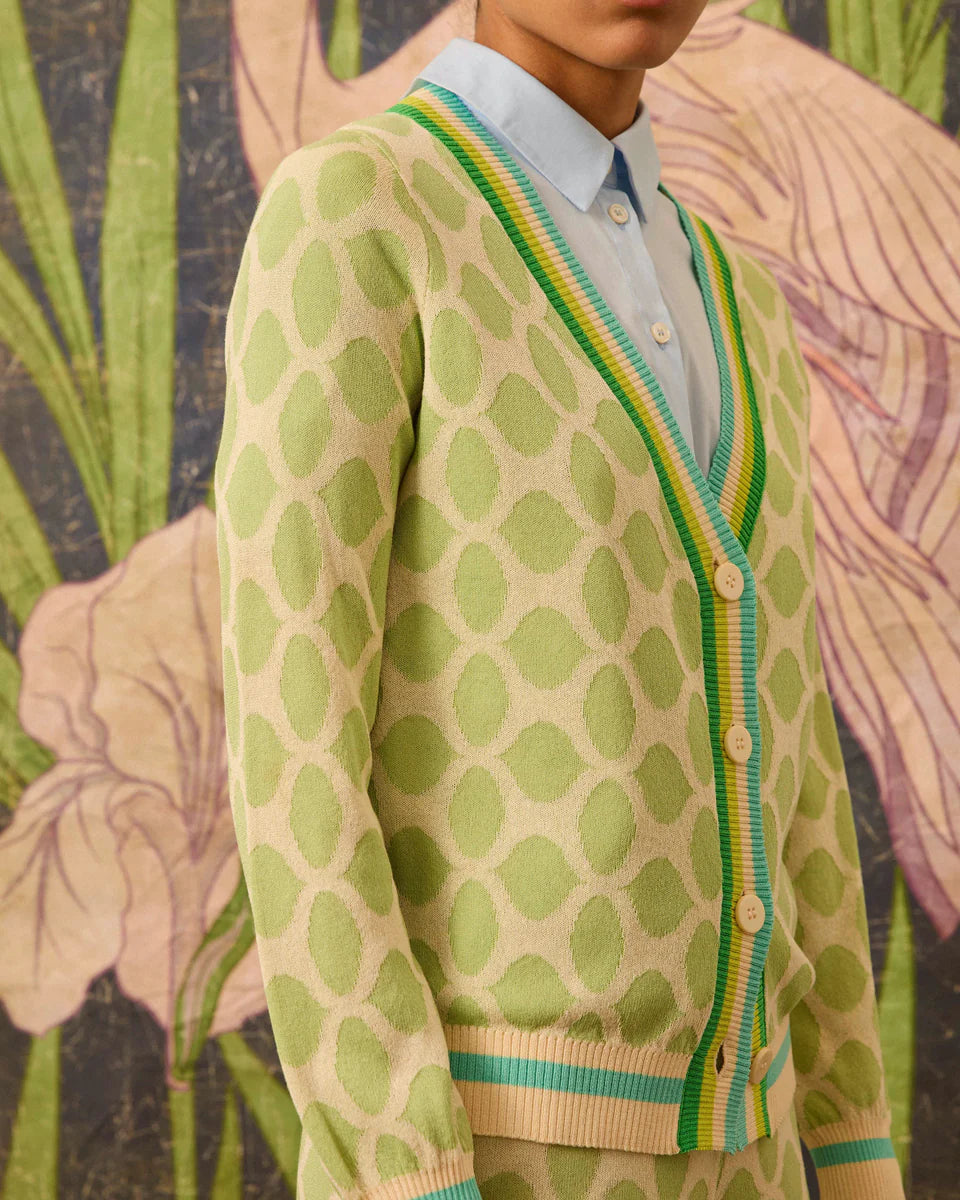 Chaqueta de intarsia verde