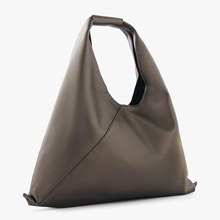 Bolso saco de piel suave gris