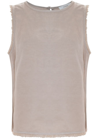 Blusa lino con sisa desflecada beige