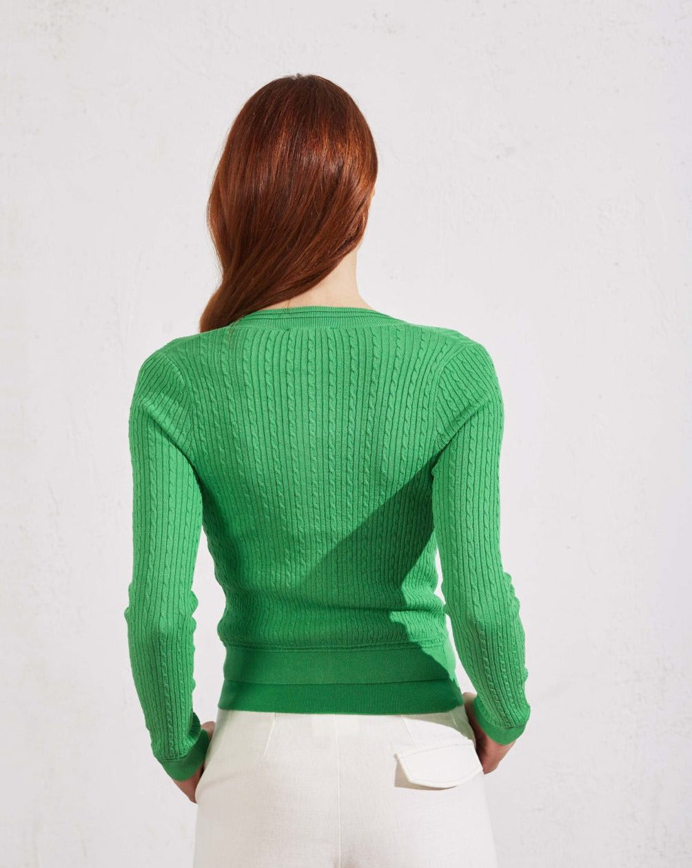 Chaqueta de punto verde flúor