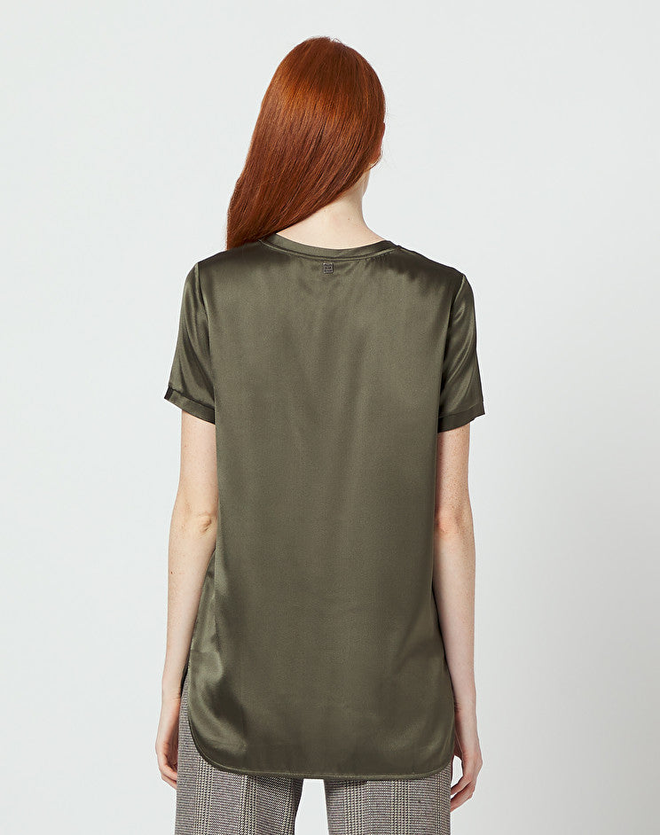 Blusa seda manga corta verde