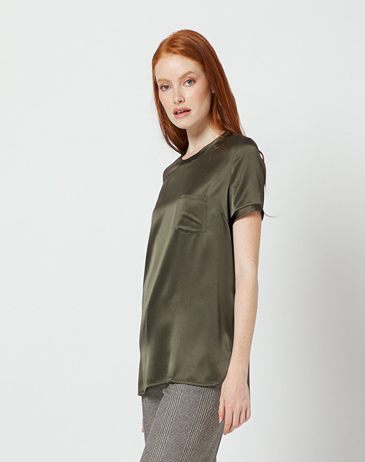 Blusa seda manga corta verde